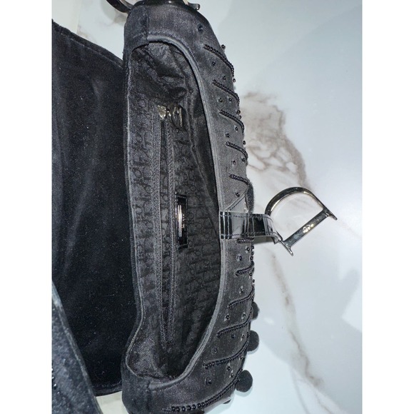Dior Black Pom Pom Velvet Saddle Bag - Picture 5 of 6